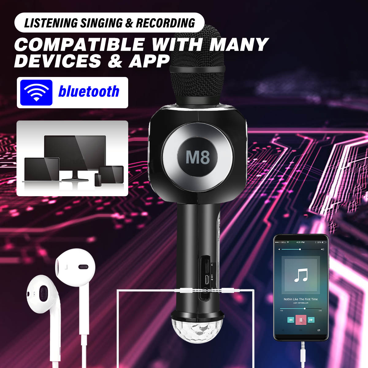 Bakeey-M8-Wireless-Microphone-213W-HIFI-Stereo-bluetooth-Speaker-2600mAh-Luminous-Handheld-KTV-Mic-R-1821357-5