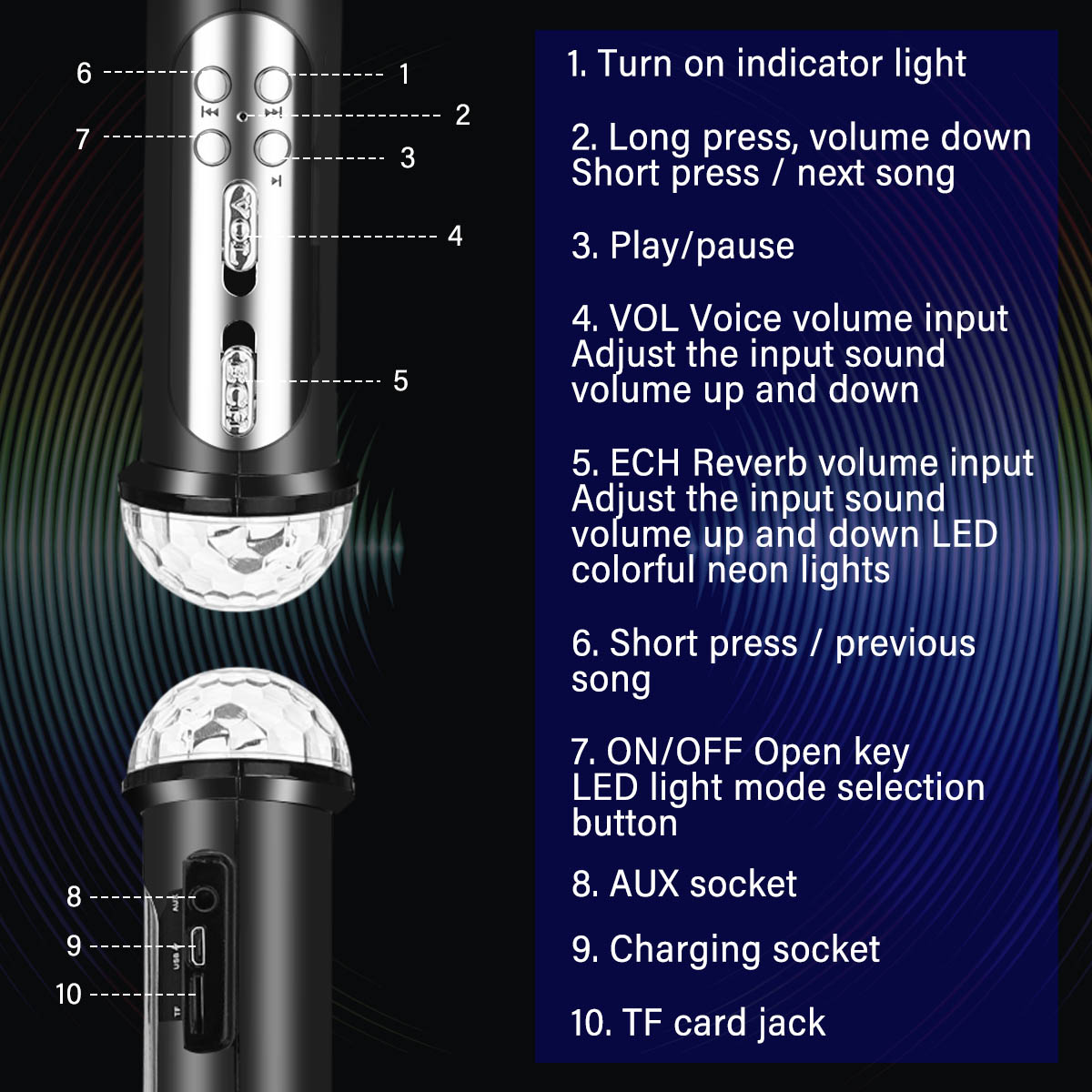 Bakeey-M8-Wireless-Microphone-213W-HIFI-Stereo-bluetooth-Speaker-2600mAh-Luminous-Handheld-KTV-Mic-R-1821357-10