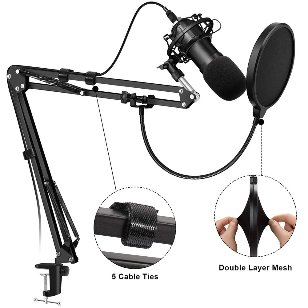 Bakeey-NB-35-Microphone-Suspension-Arm-Stand-Clip-Holder-Adjustable-Metal-Boom-Scissor-Arm-Stand-1801100-2