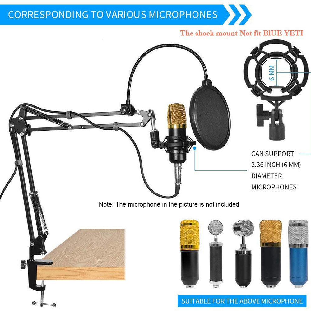 Bakeey-NB-35-Microphone-Suspension-Arm-Stand-Clip-Holder-Adjustable-Metal-Boom-Scissor-Arm-Stand-1801100-3