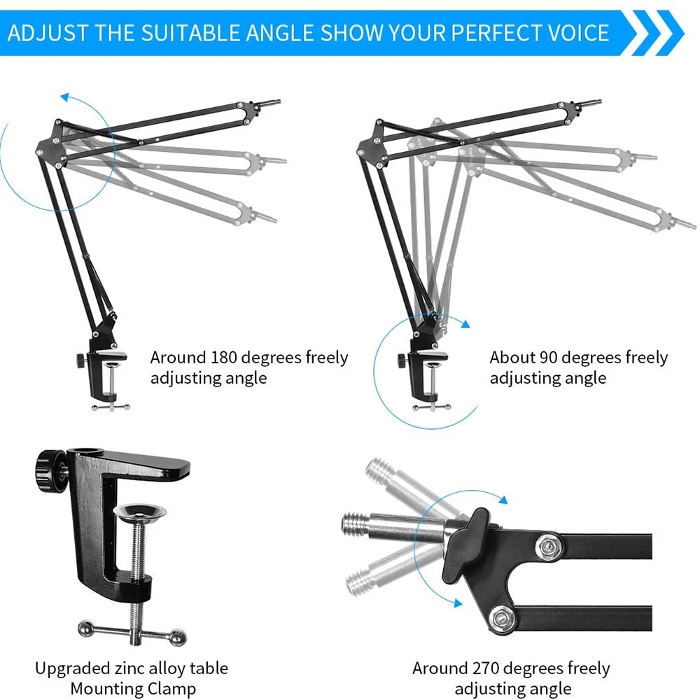 Bakeey-NB-35-Microphone-Suspension-Arm-Stand-Clip-Holder-Adjustable-Metal-Boom-Scissor-Arm-Stand-1801100-9
