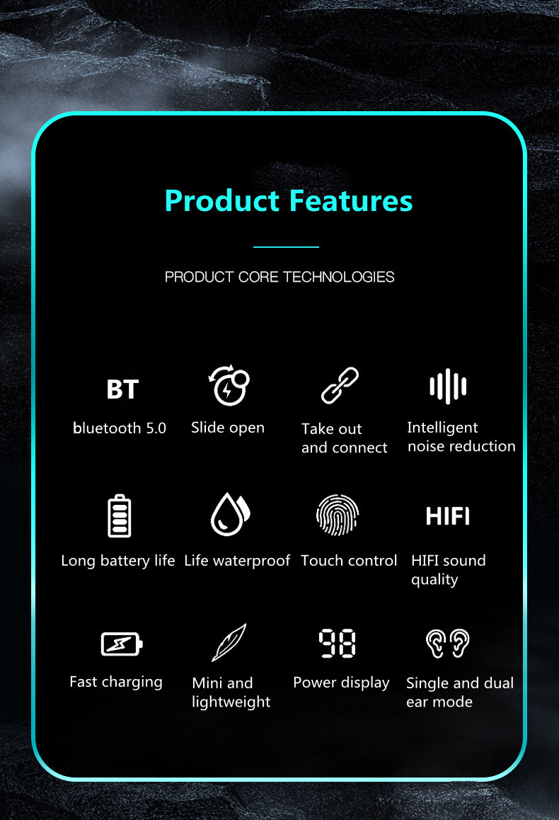 Bakeey-T50-TWS-bluetooth-Earphones-Slide-Open-Headphones-HIFI-Stereo-Waterproof-Sports-Headset-LED-D-1897240-2