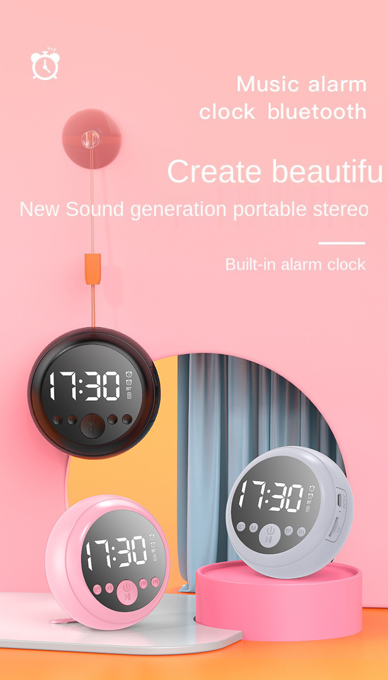 Bakeey-Z2-bluetooth-50-Speaker-Mirror-Dual-Alarm-Clock-HIFI-Stereo-Mini-Round-Shape-Subwoofer-Suppor-1903196-1