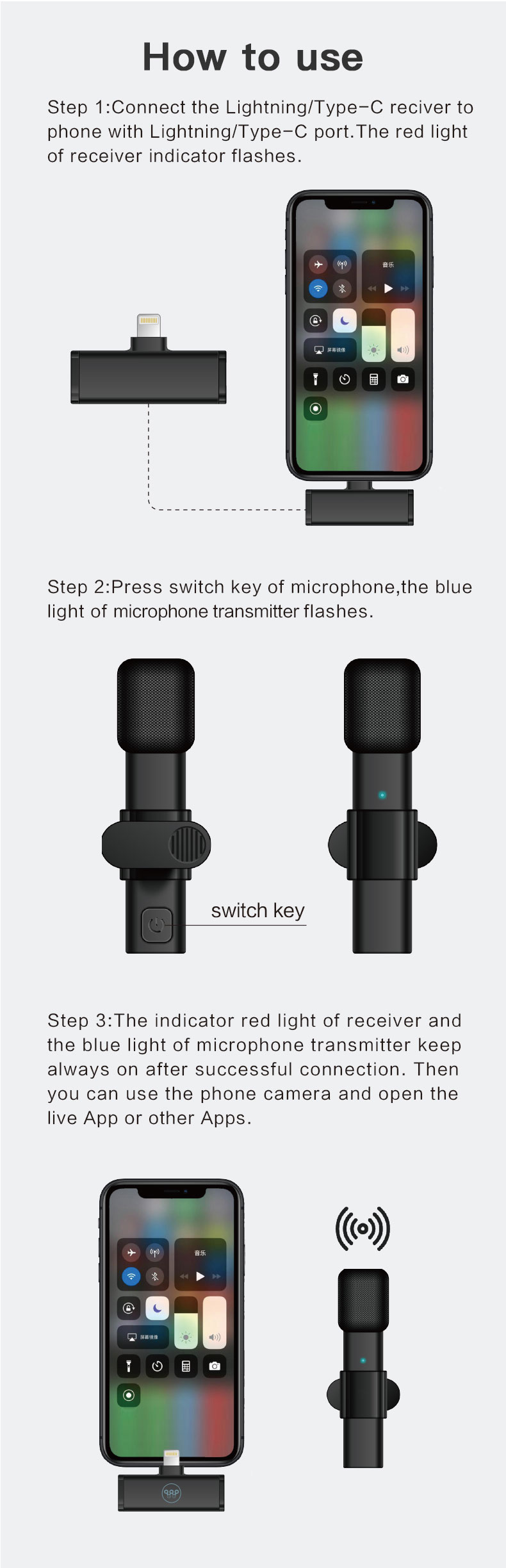 Bskeey-MIC01-Wireless-Microphone-Low-Latency-Portable-Audio-Video-Recording-Plug-Play-Lapel-Mic-for--1908567-9