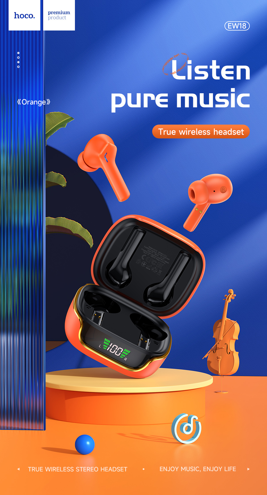 HOCO-EW18-TWS-bluetooth-V53-Earphone-13mm-Dynamic-Driver-Stereo-300mAh-Battery-LED-Display-Smart-Tou-1972772-1