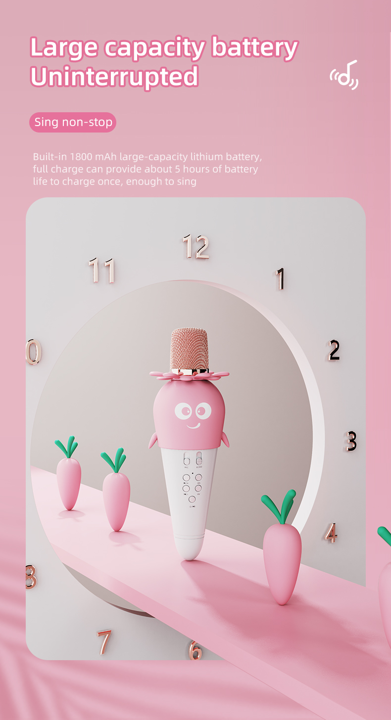 Lebo-K5-Childrens-Wireless-Bluetooth-Condenser-Microphone-Karaoke-Stereo-Mic-Carrot-Design-for-Smart-1824272-6