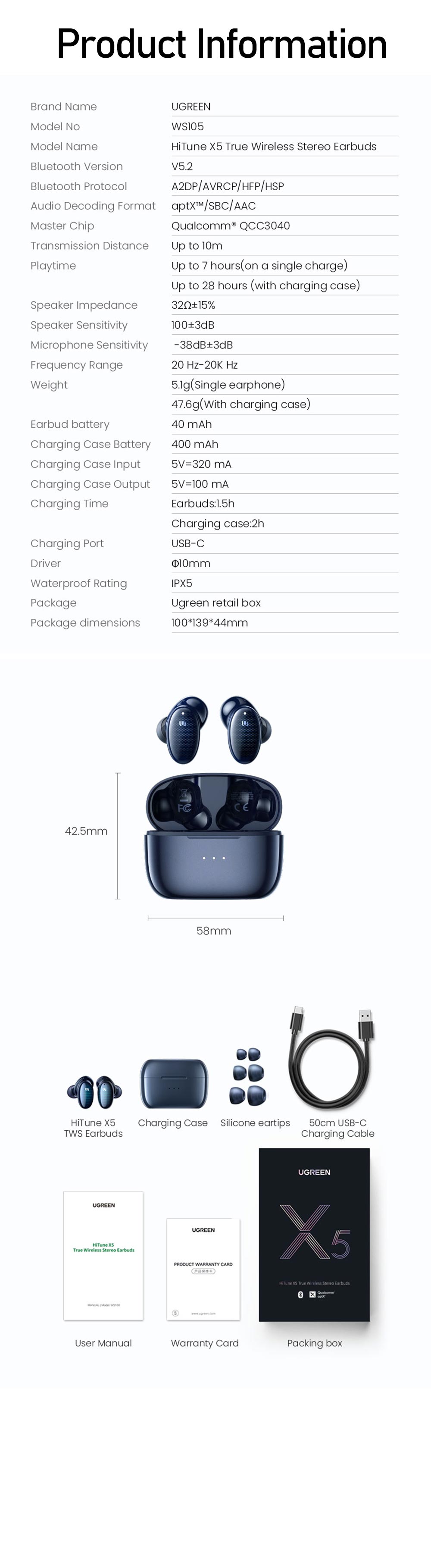 UGreen-HiTune-X5-TWS-bluetooth-52-Earphone-10mm-Dynamic-Drive-Bass-Sound-ENC-Noise-Cancelling-400mAh-1975148-2
