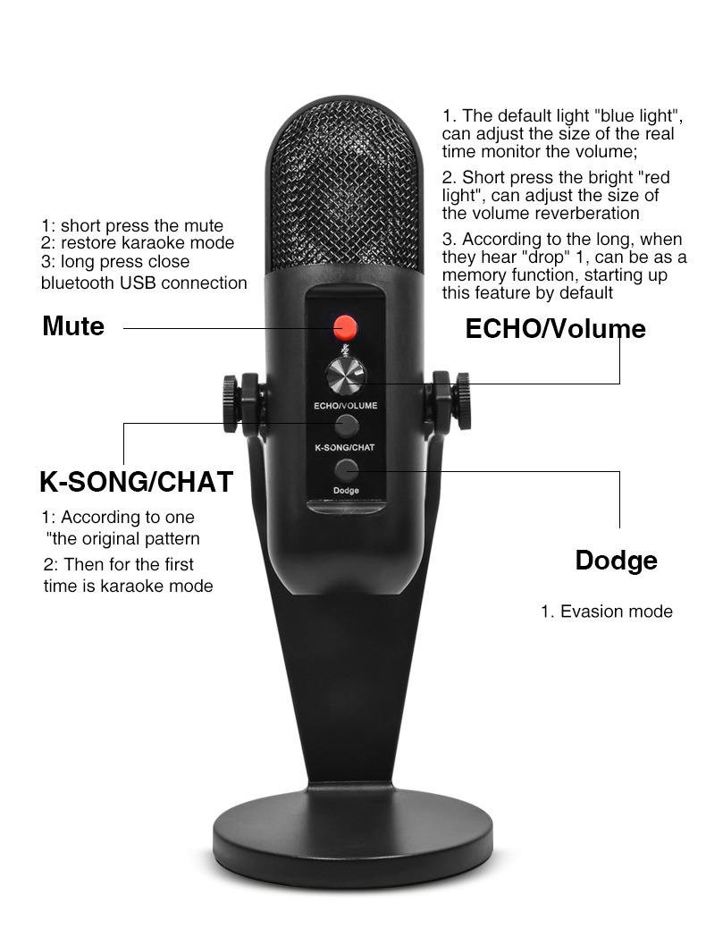 bluetooth-V50-USB-Professional-Recording-Wireless-Microphone-180deg-Adjustable-DSP-Noise-Reduction-V-1970048-6