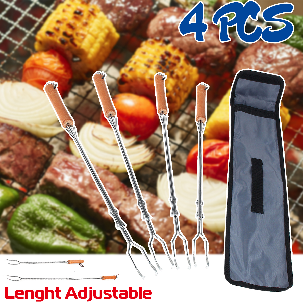 4pcsset-BBQ-Stainless-Steel-Telescopic-Barbecue-Forks-Outdoor-Barbecue-Tools-1812527-1