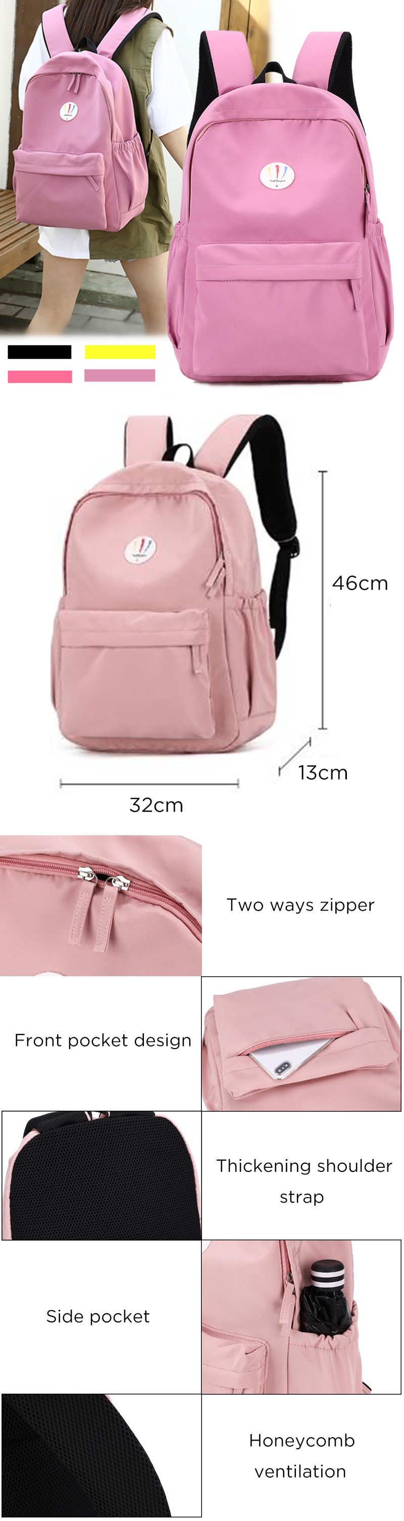 19L-Nylon-Backpack-Rucksack-14inch-Laptop-Student-School-Shoulder-Bag-Outdoor-Travel-1537290-1