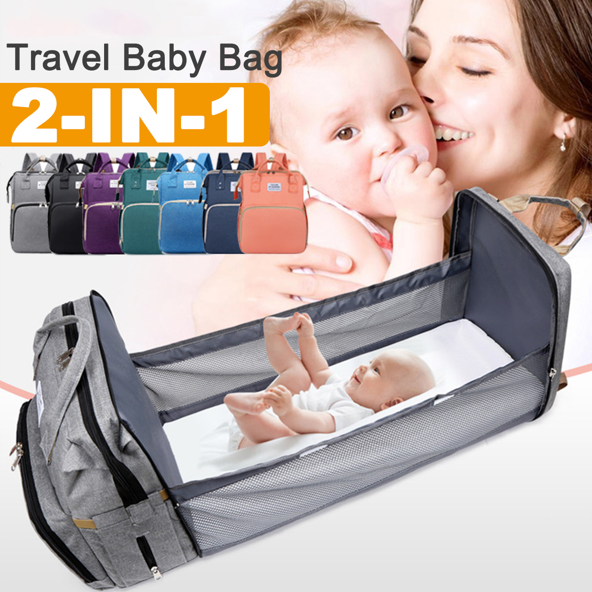 2-IN-1-Foldable-Diaper-Bag-Large-Capacity-Baby-Crib-Backpack-Nappy-Mummy-Bags-For-Mom-Outdoors-Trave-1826517-1