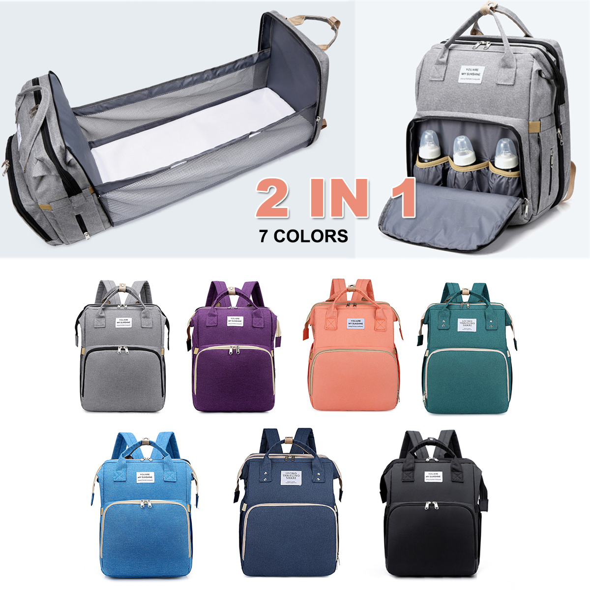 2-IN-1-Foldable-Diaper-Bag-Large-Capacity-Baby-Crib-Backpack-Nappy-Mummy-Bags-For-Mom-Outdoors-Trave-1826517-2