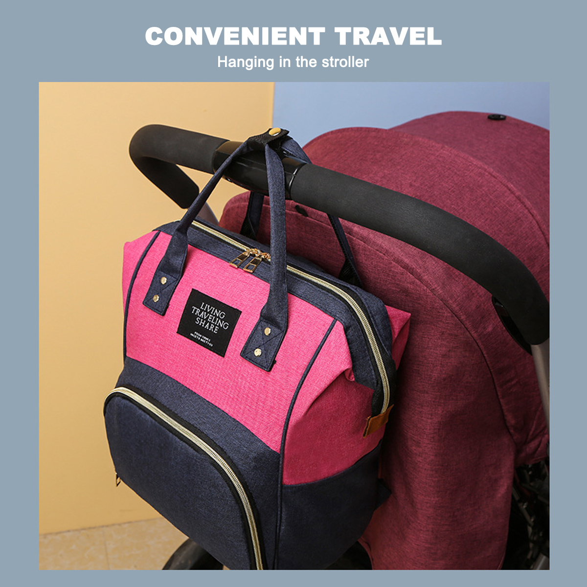 2-in-1-Mom-Bag-Thermal-Insulation-Backpack-Multifunctional-Baby-Crib-Handbag-Stroller-Bag-1831203-4