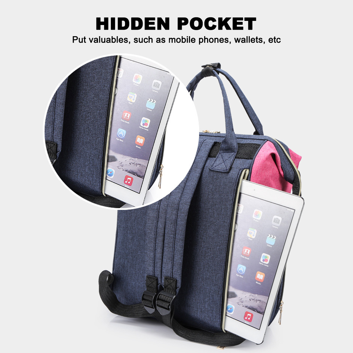 2-in-1-Mom-Bag-Thermal-Insulation-Backpack-Multifunctional-Baby-Crib-Handbag-Stroller-Bag-1831203-8