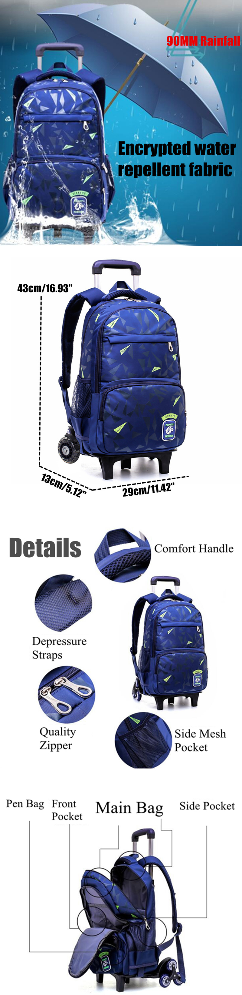 26-Wheels-Trolley-Backpack-Children-Kids-Student-School-Luggage-Bag-Outdoor-Travel-1531417-1