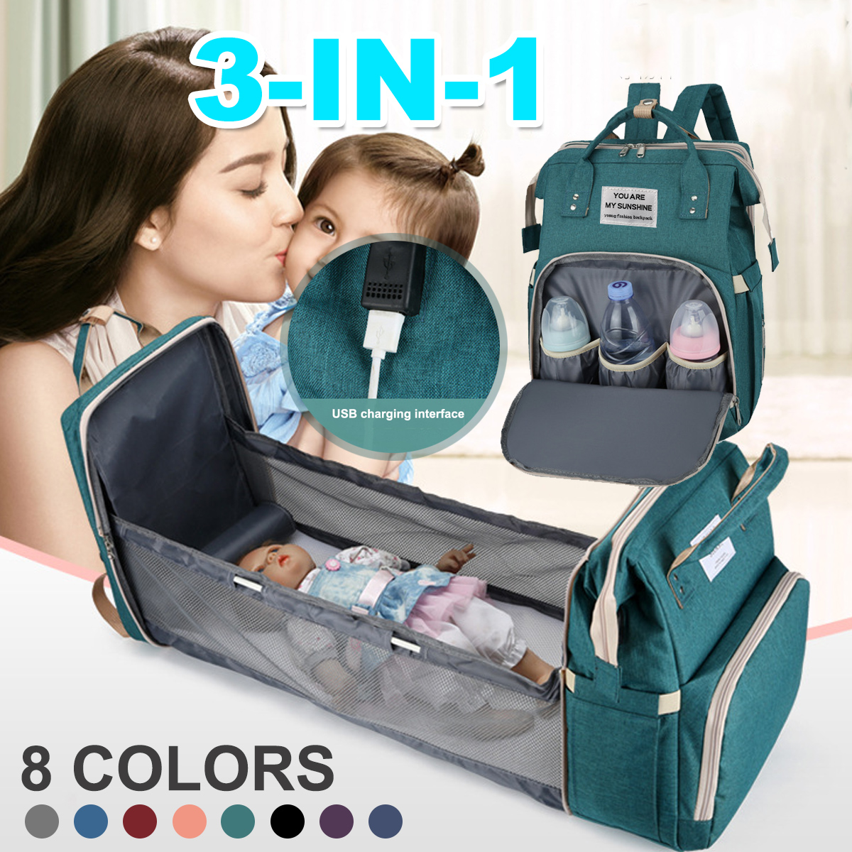 3-IN-1-Diaper-Bag--Baby-Crib-Backpack-Foldable-Nappy-Mommy-Bags-For-Mom-Dad-With-External-USB-Interf-1826523-1