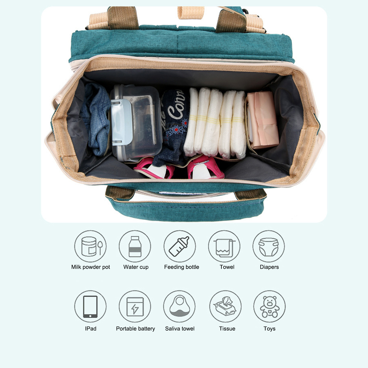 3-IN-1-Diaper-Bag--Baby-Crib-Backpack-Foldable-Nappy-Mommy-Bags-For-Mom-Dad-With-External-USB-Interf-1826523-8