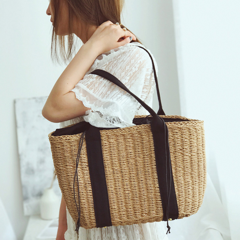 32-x-24cm-Straw-Bag-Handbag-Handmade-Woven-Beach-Camping-Travel-Crossbody-Bag-1316835-6