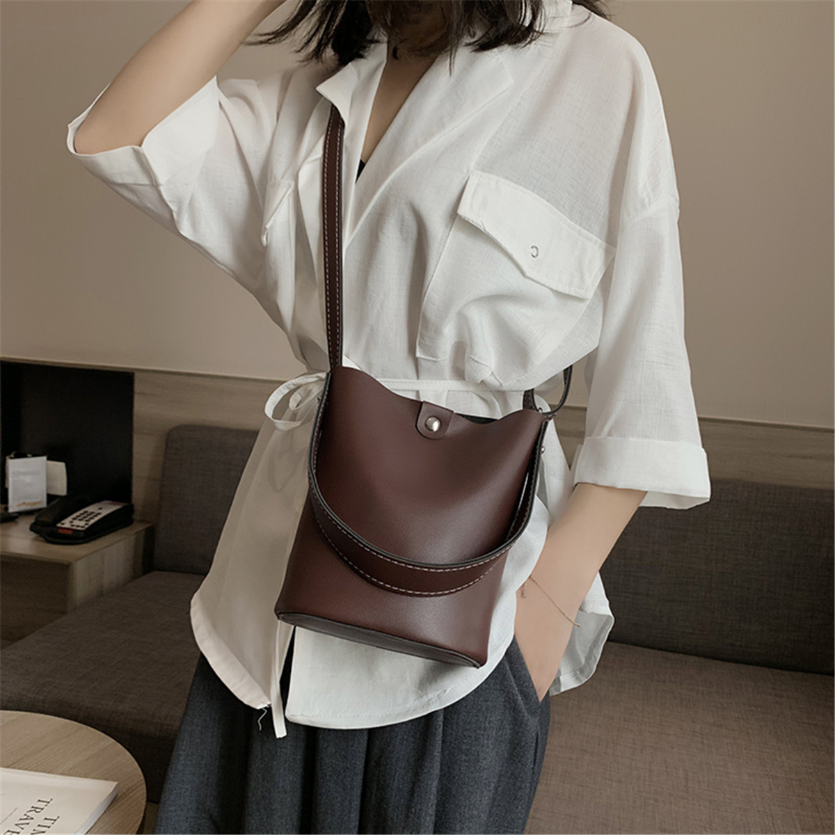 38L-Women-PU-Leather-Bucket-Bag-Portable-Handbag-Leisure-Shoulder-Bag-Outdoor-Travel-1523265-3