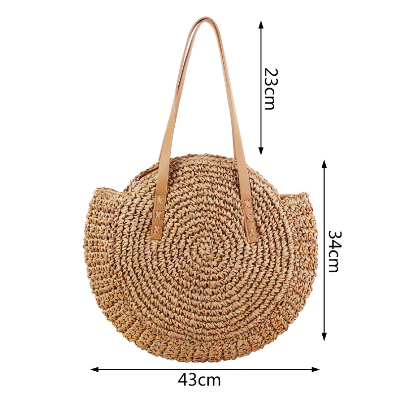 43-x-10-x-62cm-Round-Straw-Beach-Bag-Woven-Shoulder-Bag-Handbag-1308672-2