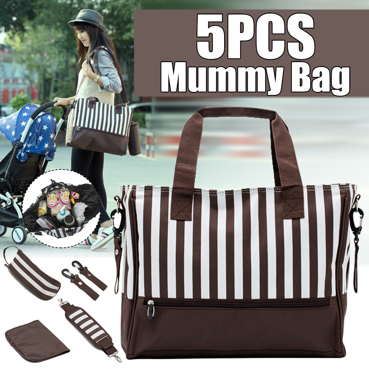5-Pcs-Baby-Diaper-Bag-Mummy-Bag-Camping-Travel-Sorage-Bag-Nappy-Handbag-1649283-1