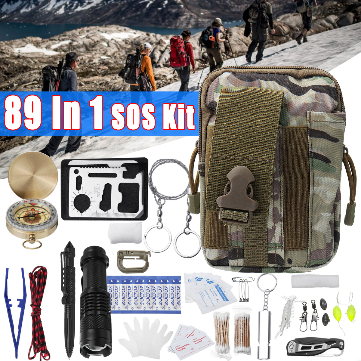 89-PcsSet-SOS-First-Aid-Kit-Desert-Camouflage-Tactical-BagFlashlight35M-Umbrella-RopeTweezers4-pinCo-1416073-1