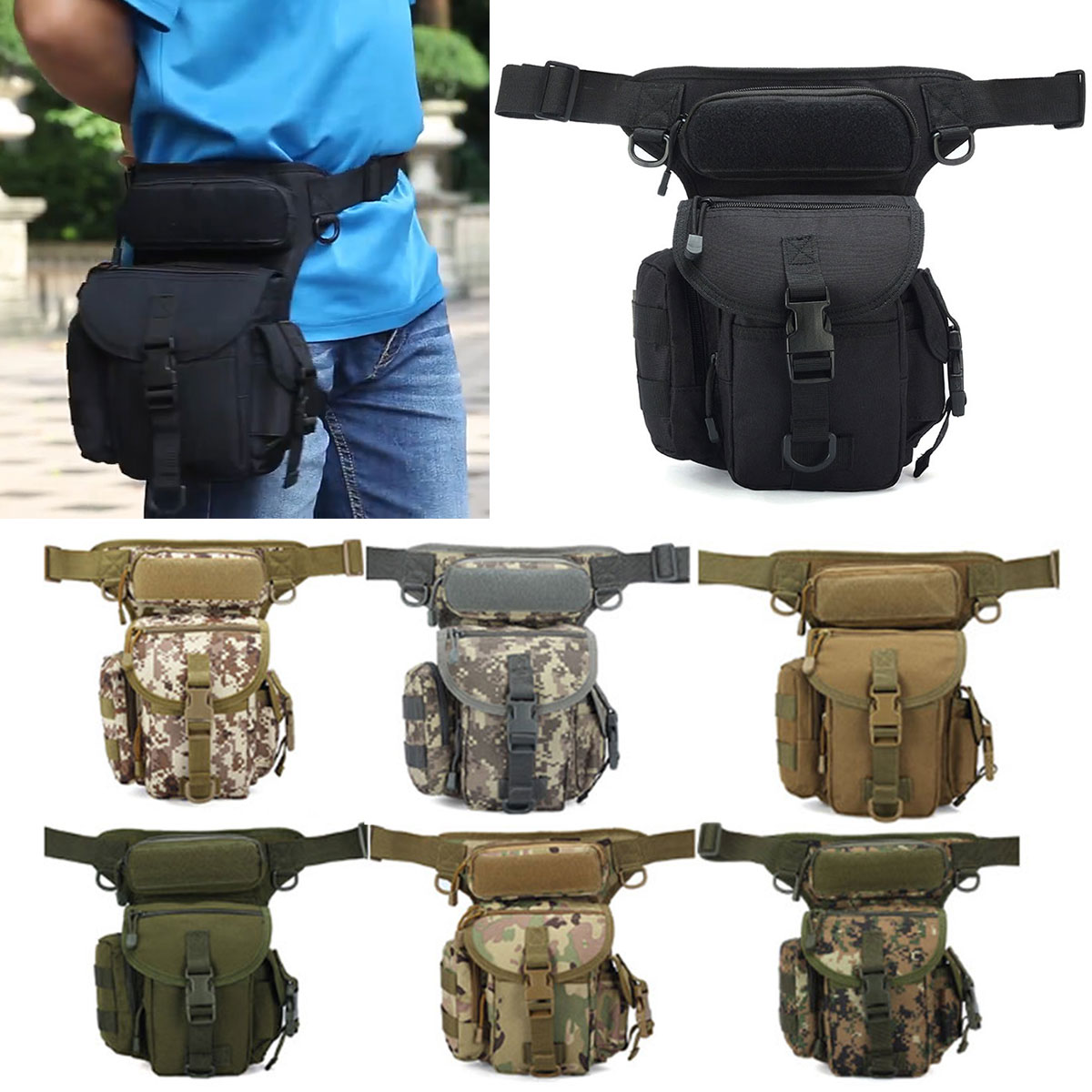 Canvas-Waterproof-Tactical-Bag-Waist-Pack-Leg-Bag-Camping-Hiking-Hunting-Belt-Bag-1618500-1