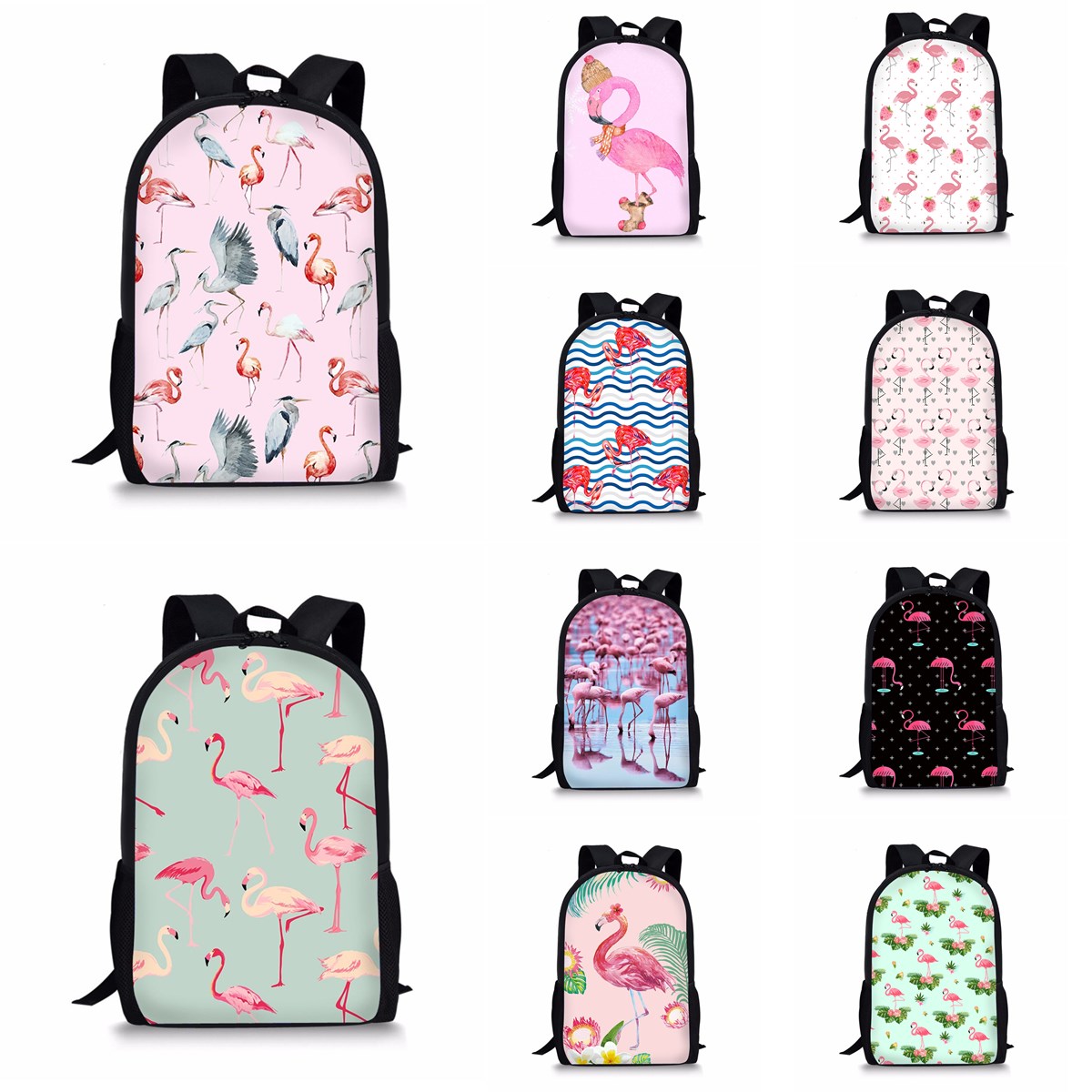 Flamingo-Backpack-Student-Travel-School-College-Shoulder-Bag-Handbag-Camping-Rucksack-1390454-1