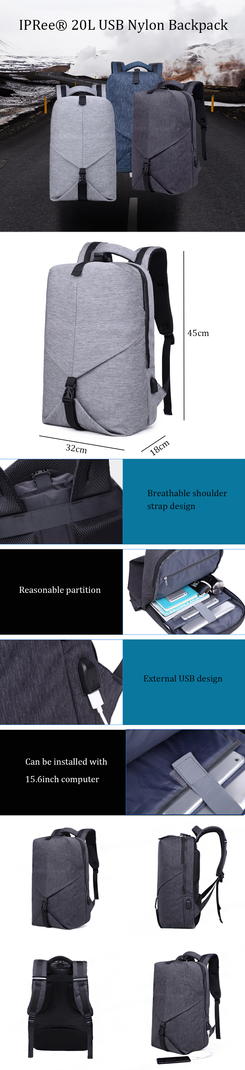 IPReereg-20L-USB-Nylon-Backpack-Teenager-School-Bag-156-Inch-Laptop-Bag-Waterproof-Shoulder-Bag-1371414-1