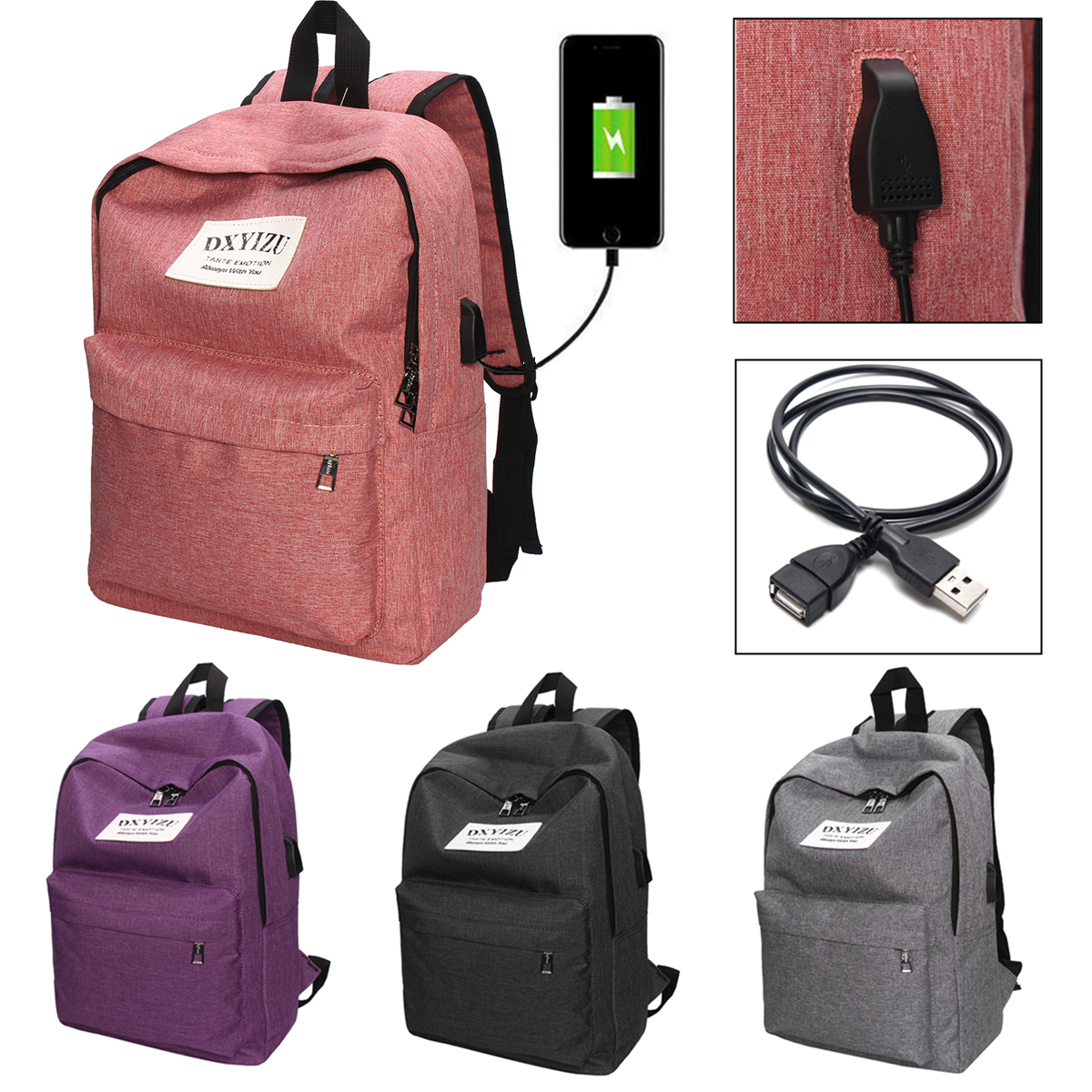 IPReetrade-Men-Women-USB-Charging-Backpack-Laptop-Bag-Travel-School-Book-Rucksack-1165838-1