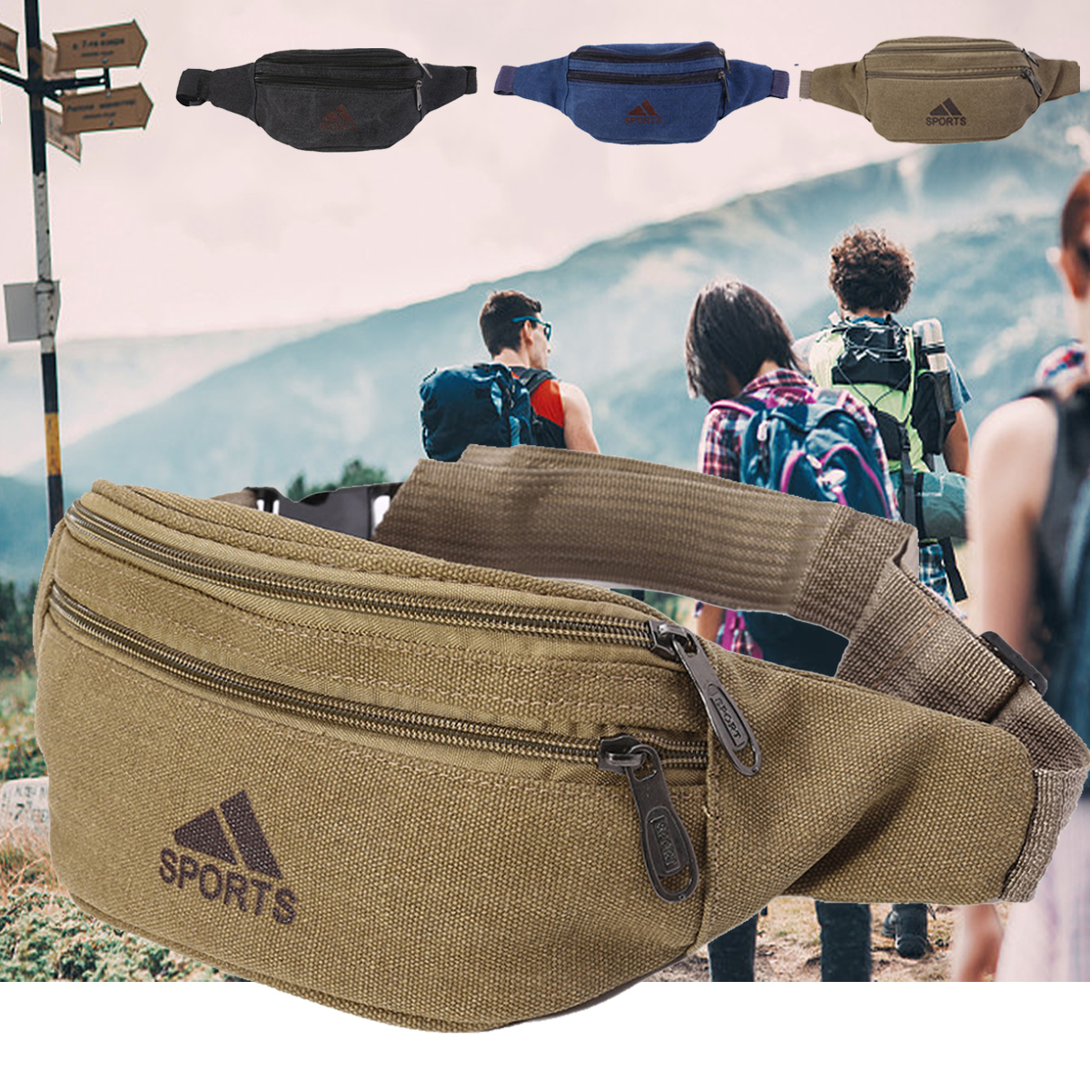 Men-Canvas-Waist-Bag-Outdoor-Camping-Hiking-Traveling-Sports-Bag-Storage-Bag-1589829-10