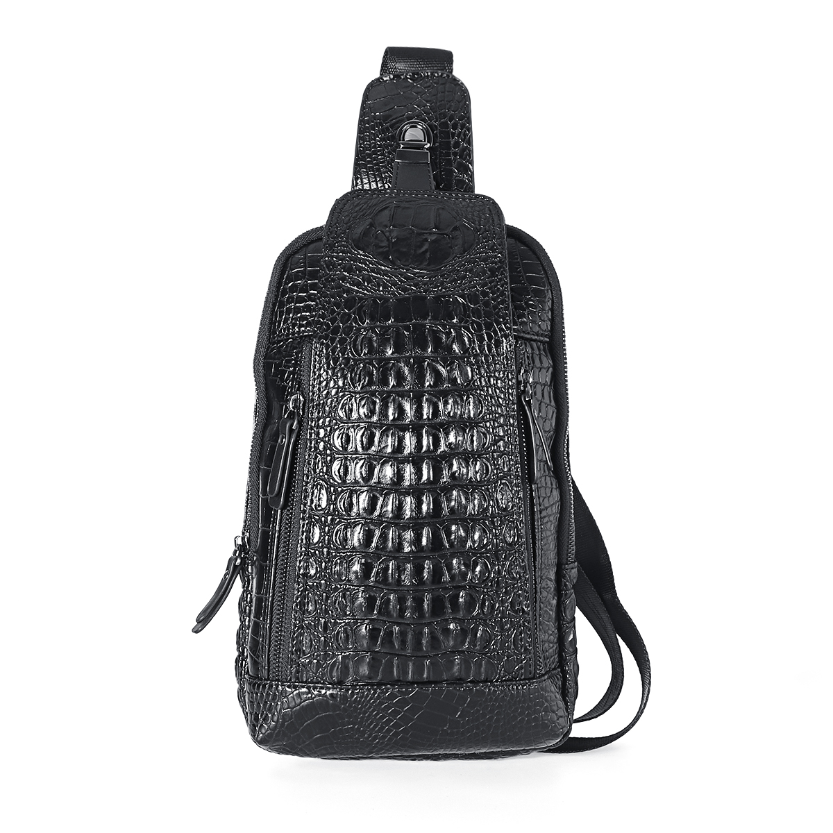 Mens-New-Leather-Crocodile-Pattern-Chest-Bag-Sling-Backpack-Crossbody-Bags-1637769-2