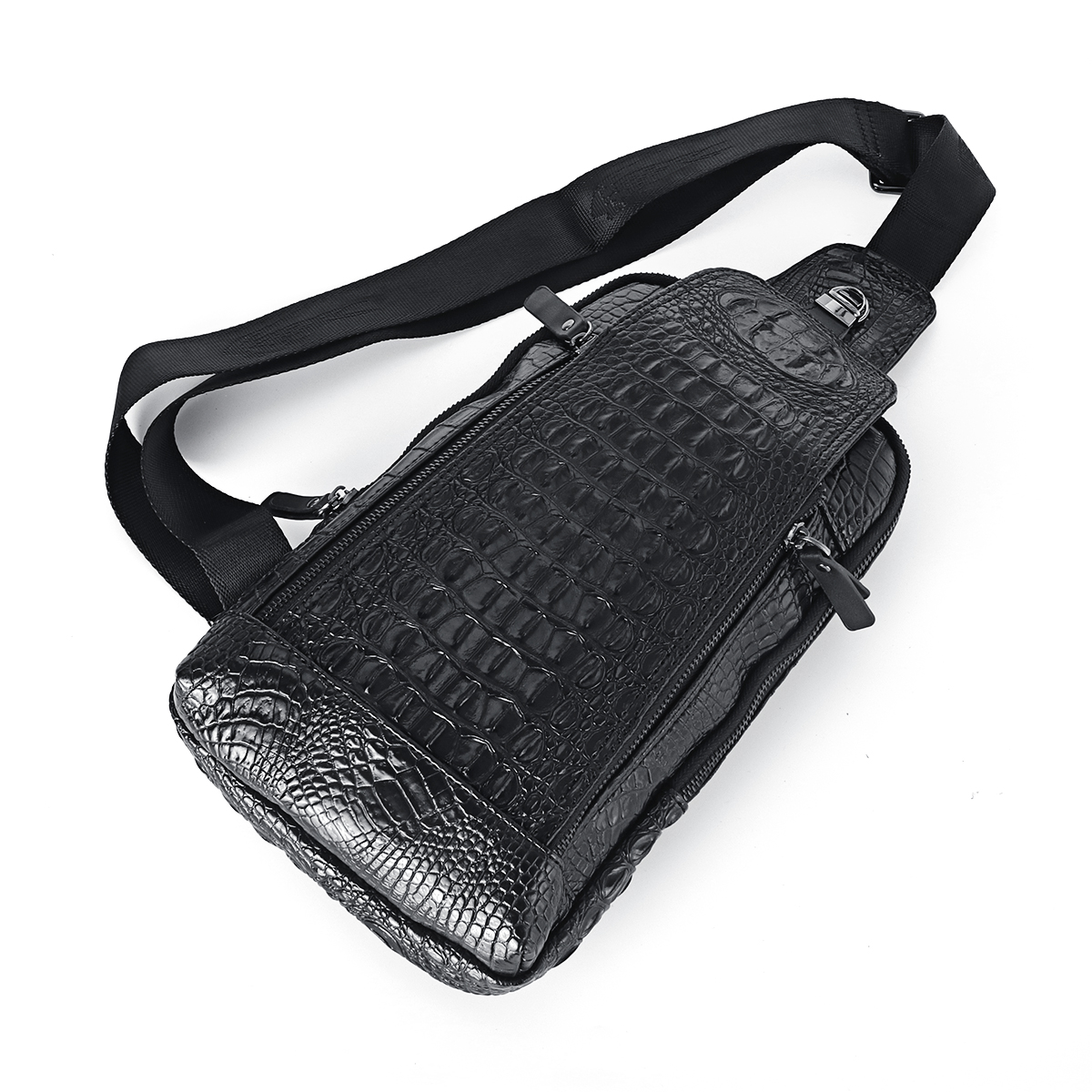 Mens-New-Leather-Crocodile-Pattern-Chest-Bag-Sling-Backpack-Crossbody-Bags-1637769-4