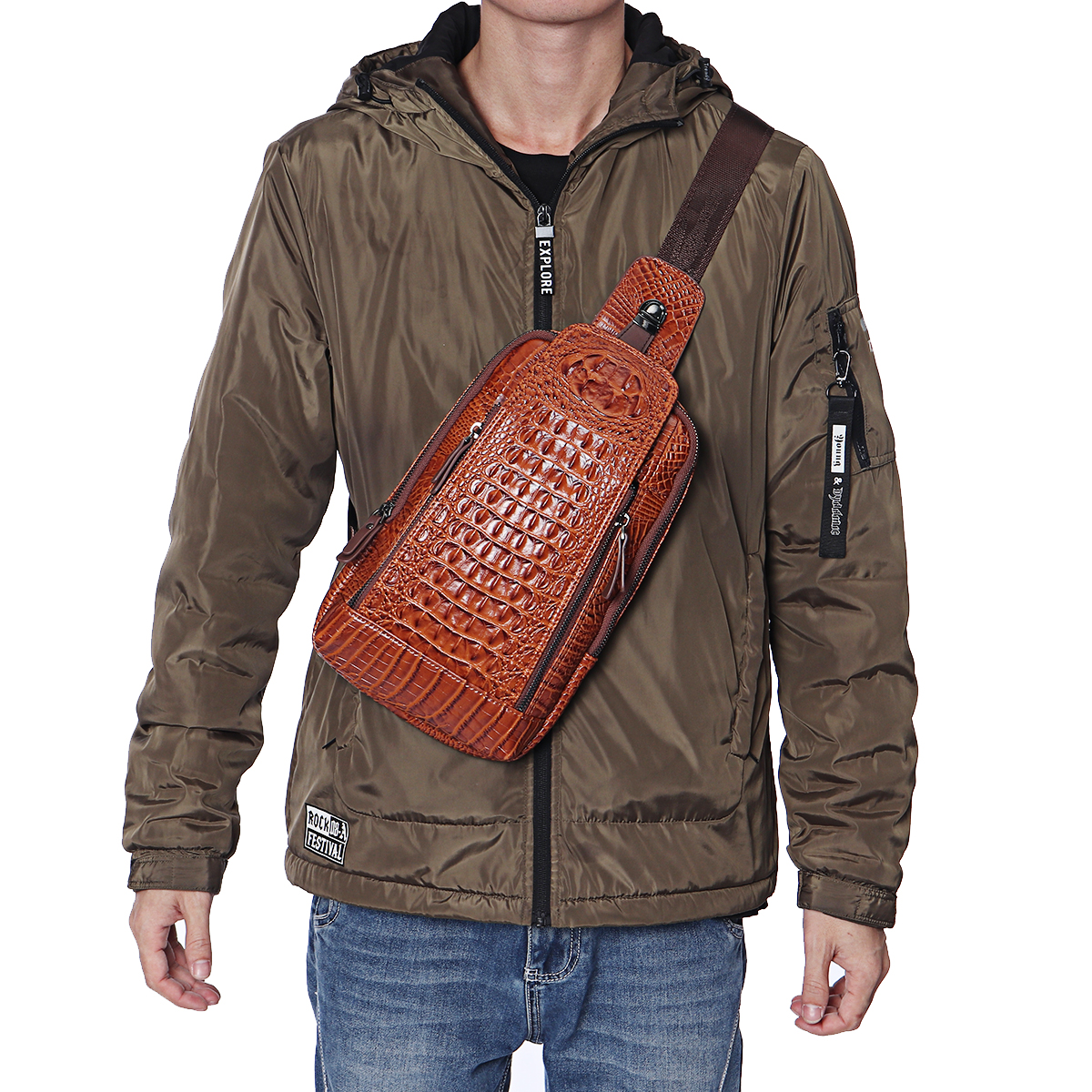 Mens-New-Leather-Crocodile-Pattern-Chest-Bag-Sling-Backpack-Crossbody-Bags-1637769-10
