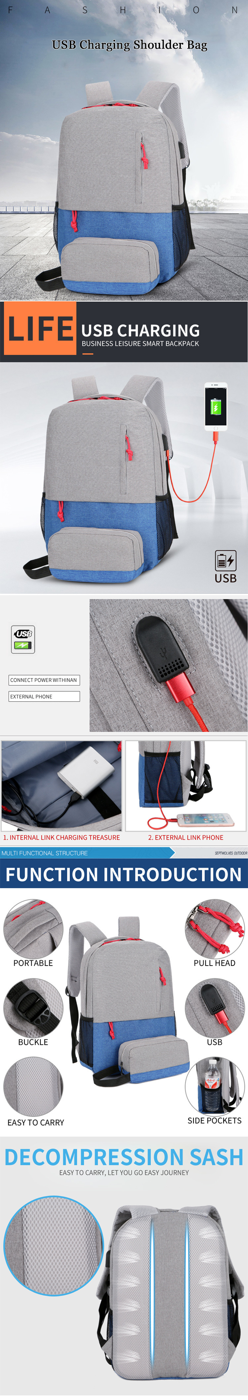 Outdoor-Camping-Nylon-25L-USB-Charging-Backpack-Waterproof-Large-Big-Capacity-Laptop-Bag-1317327-1