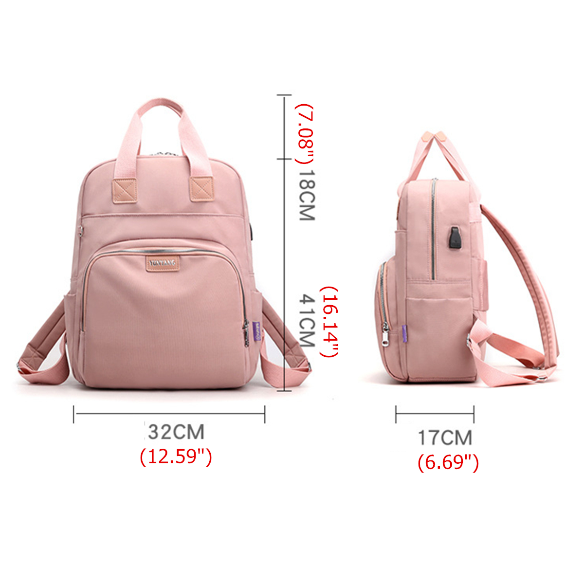 Outdoor-Camping-Women-USB-Charging-Port-Nylon-Backpack-School-Bag-Travel-Rucksack-Laptop-1699005-12