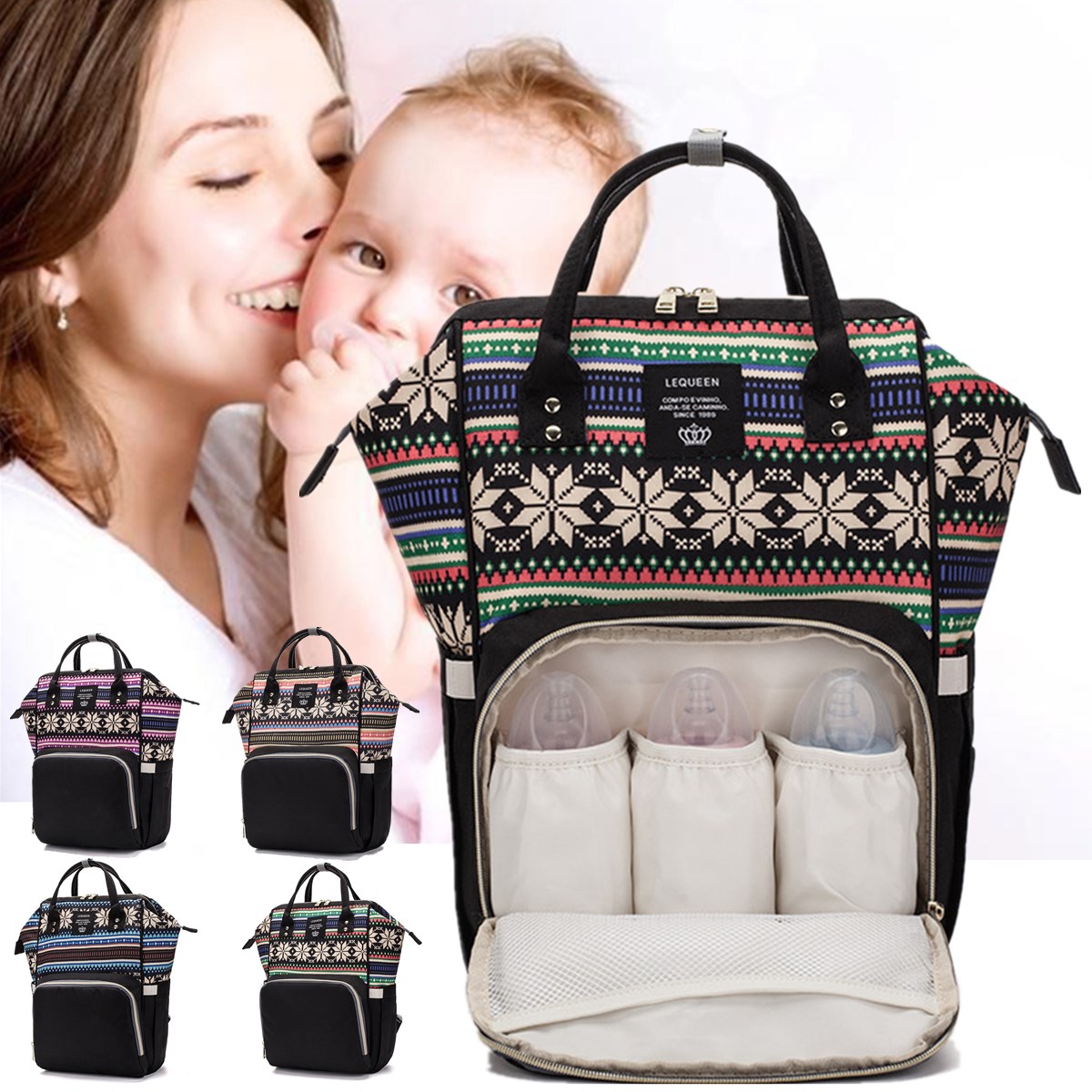 Outdoor-Mummy-Backpack-Nappy-Diaper-Bag-Travel-Storage-Bag-Vintage-Floral-Shoulder-Bag-1637111-1
