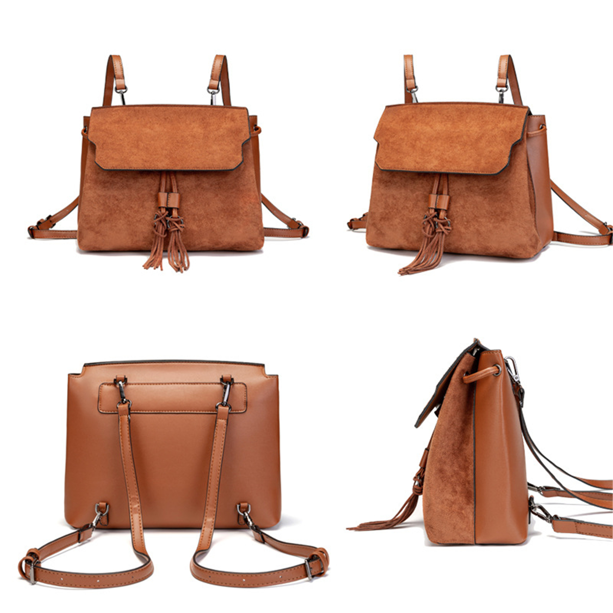 Outdoor-PU-Leather-Backpack-Women-Tassel-Handbag-School-Bag-Travel-Rucksack-1627681-7