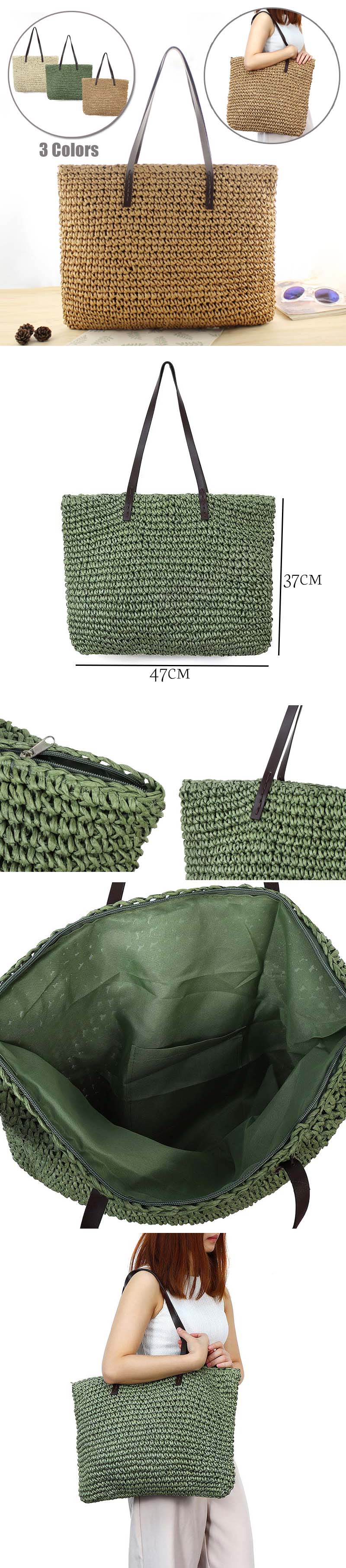 Outdoor-Portable-Straw-Weave-Handbag-Tote-Beach-Bag-Pack-Pouch-Shoulder-Bag-1433220-1