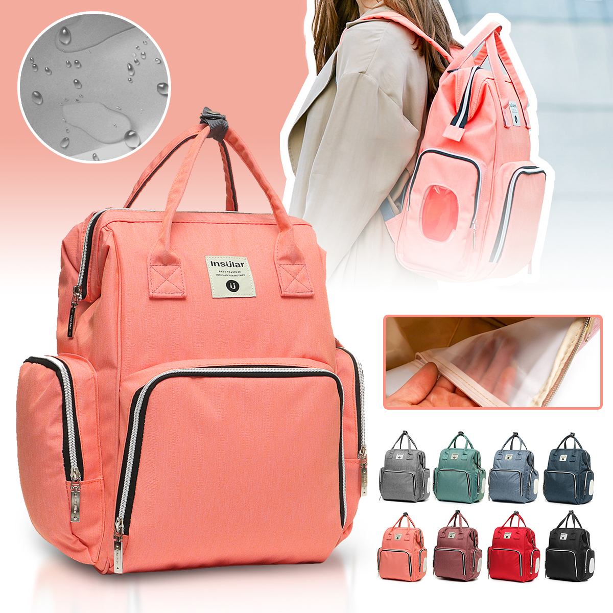 Oxford-Cloth-Waterproof-Travel-Backpack-Multi-function-Mommy-Bag-Baby-Diaper-Storage-Bag-Backpack-1632162-1
