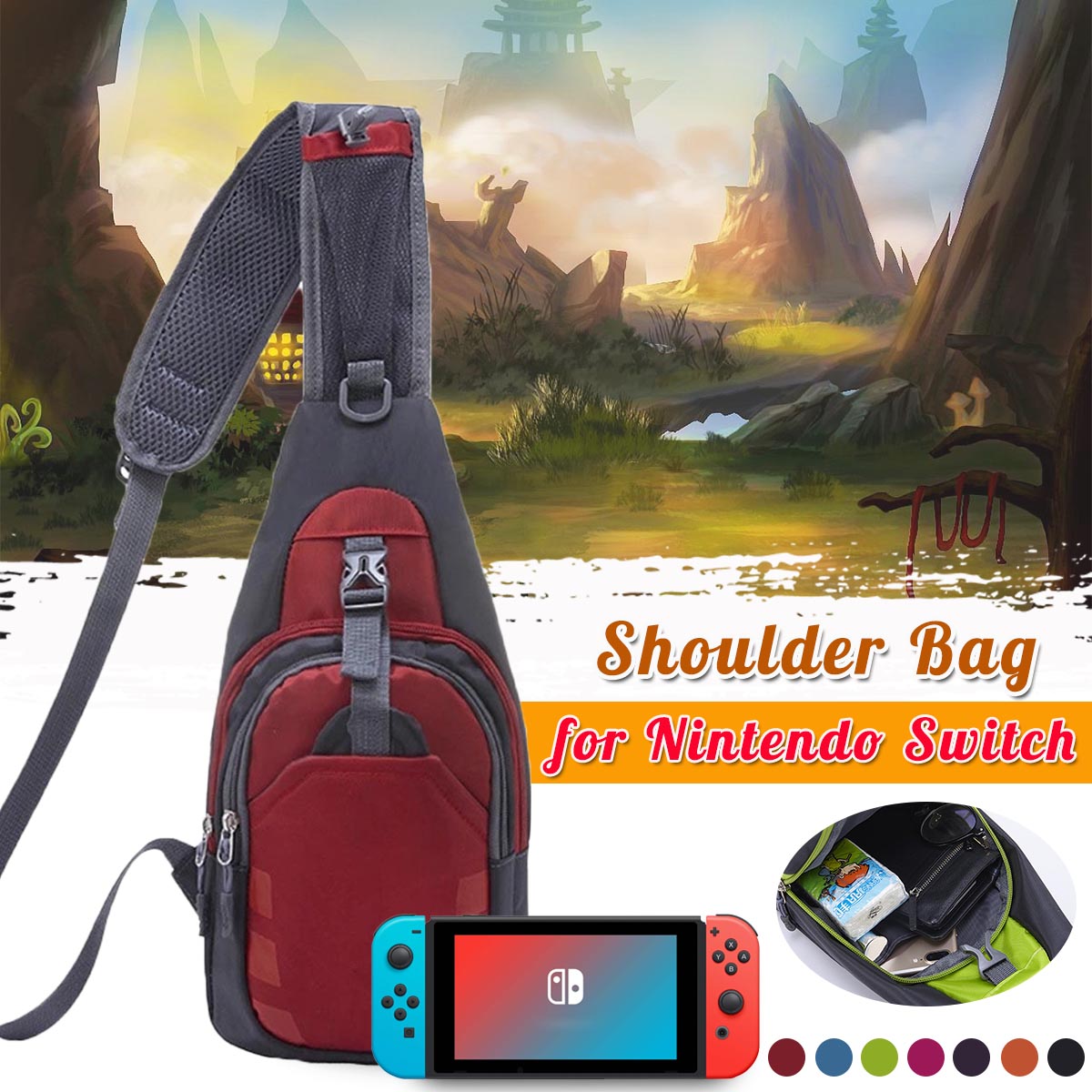 Sports-Shoulder-Game-Bag-Travel-Hiking-Waist-Backpack-Carrying-Crossbody-Handbag-for-Nintendo-Switch-1627798-1