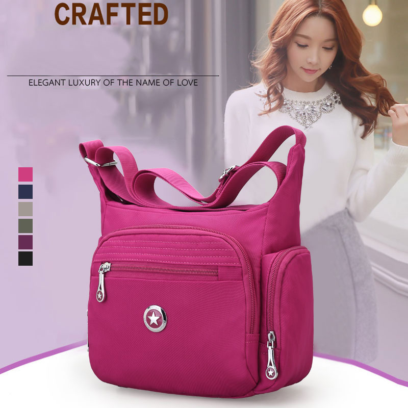 Travel-Bag-Women-Shoulder-bag-Multi-pocket-Nylon-Waterproof-Bag-1415650-1