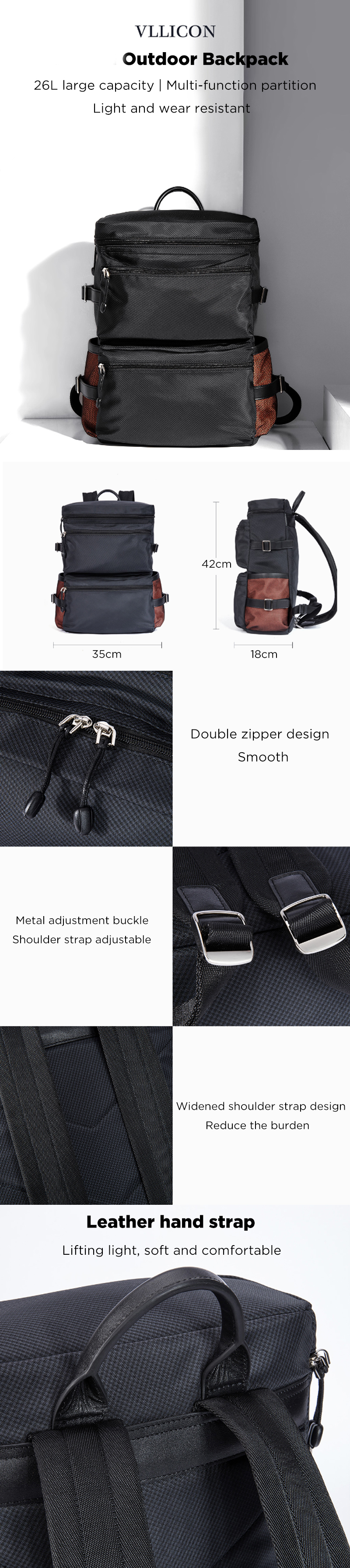 VLLICON-26L-Backpack-15inch-Laptop-Waterproof-Shoulder-Bag-Outdoor-Business-Travel-Rucksack-1493696-1