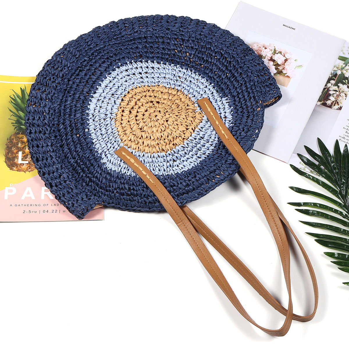 Women-Beach-Round-Straw-Bag-Bucket-Rattan-Woven-Handbag-Shoulder-Bag-Outdoor-Travel-1532626-8