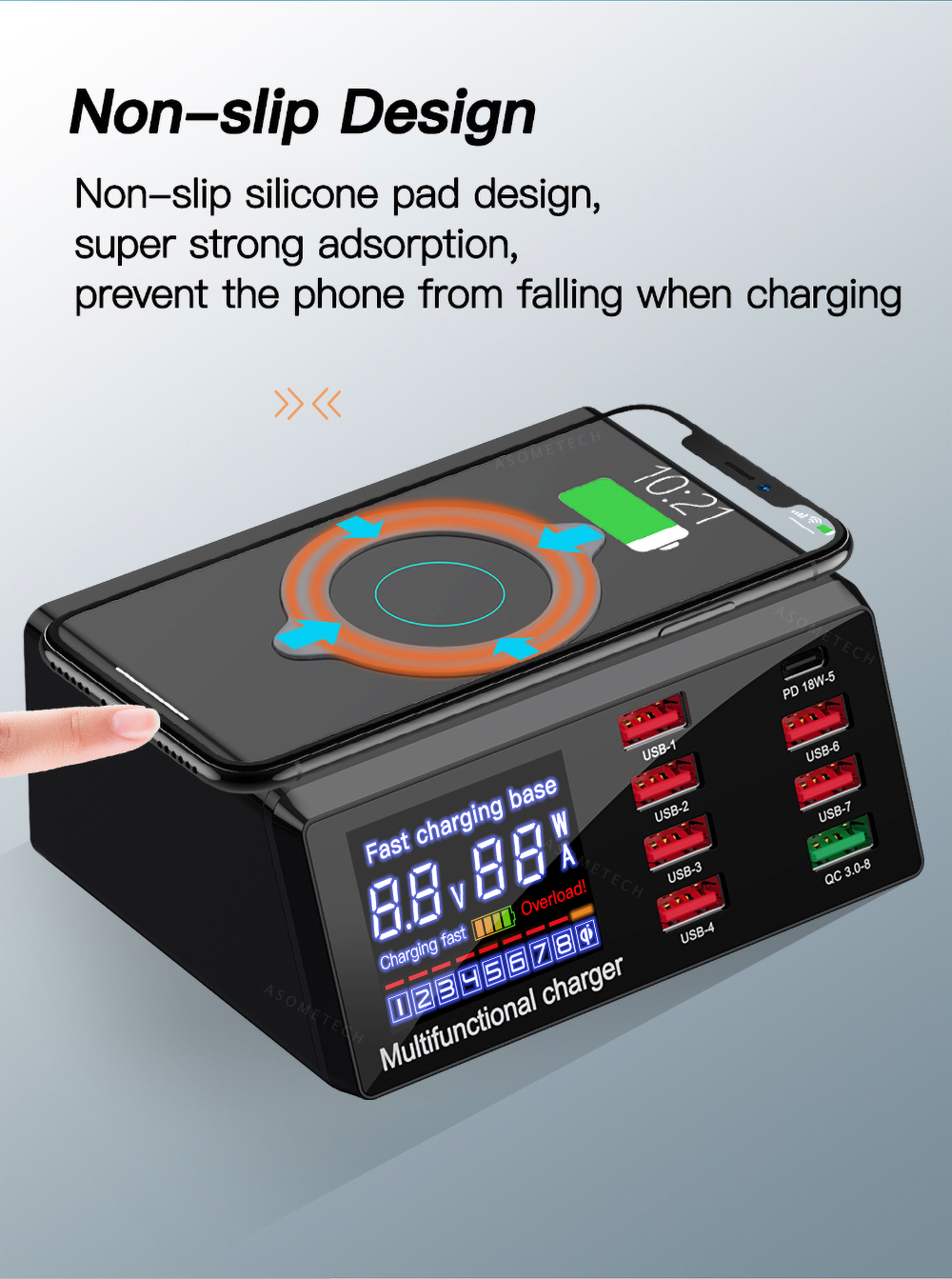 Bakeey-100W-8-Port-USB-PD-Charger-PD30-QC30-Desktop-Charging-Station-Smart-Charger-10W-Wireless-Char-1716456-11