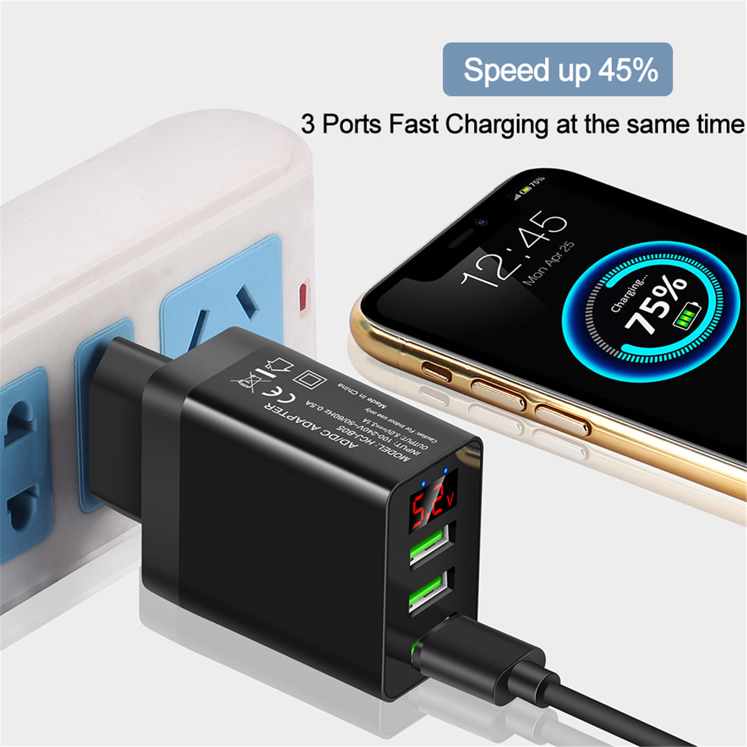Bakeey-31A-Three-Port-LED-Display-Fast-Charging-USB-Charger-Adapter-For-iPhone-XS-11-Pro-Huawei-P30--1626361-2