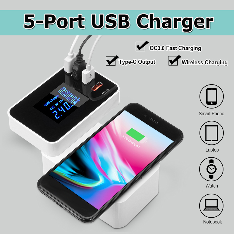 Bakeey-Foldable-Design-QC30-4-USB-Type-C-Wireless-USB-Charger-Socket-EU-US-UK-With-LCD-Display-1364037-1