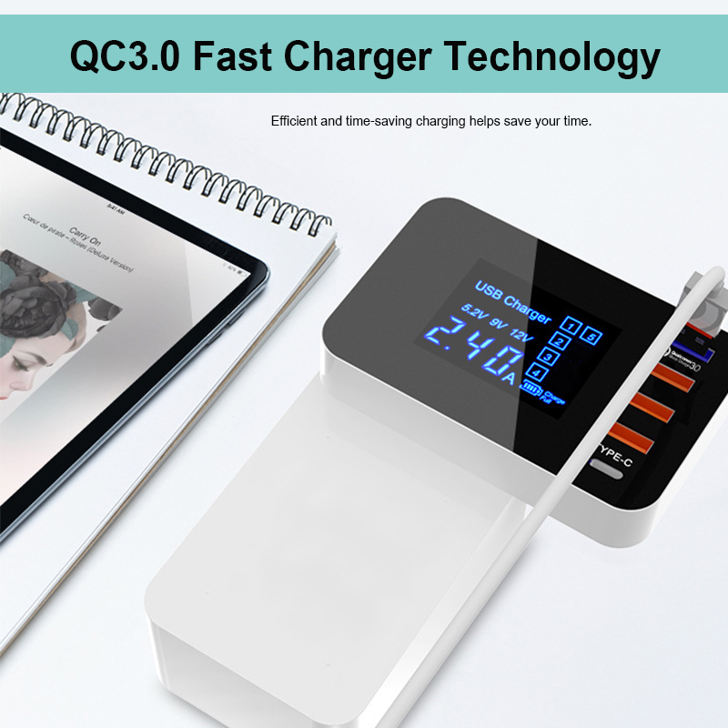 Bakeey-Foldable-Design-QC30-4-USB-Type-C-Wireless-USB-Charger-Socket-EU-US-UK-With-LCD-Display-1364037-2