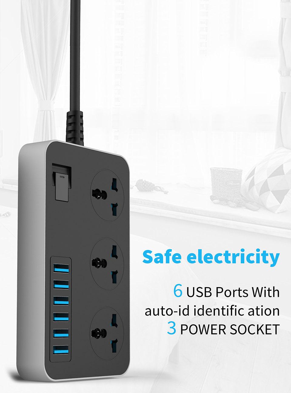 Bakeey-OS-T09-USB-Charger-Power-Strips-with-3--Outlets--6-USB-Surge-Protection-Universal-Socket-with-1865846-2