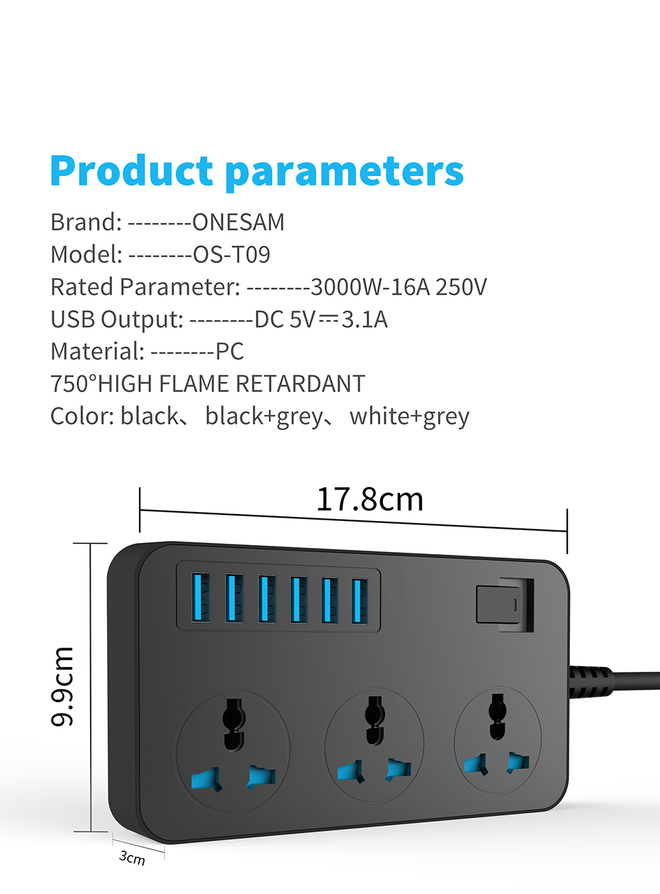 Bakeey-OS-T09-USB-Charger-Power-Strips-with-3--Outlets--6-USB-Surge-Protection-Universal-Socket-with-1865846-5